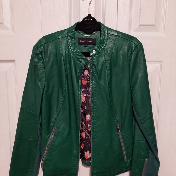 Green Faux Leather Jacket - Picture 2 of 8